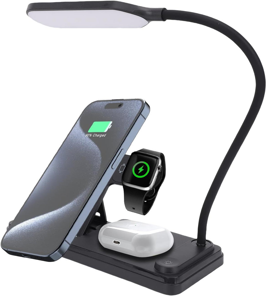 10W Quick Charge LED Lamp Wireless Charger Multifunction Wireless Phone Watch Earbuds Charging Station