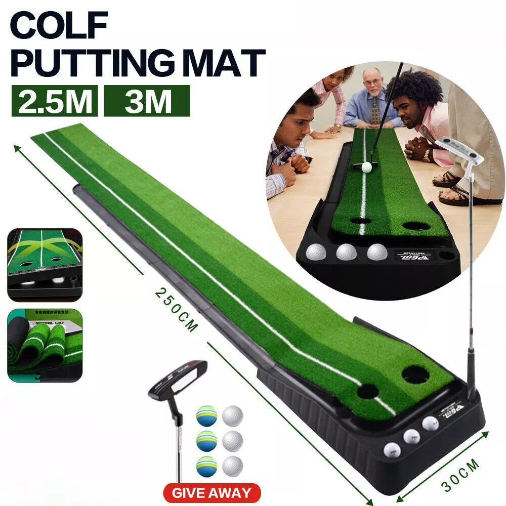 2.5M 3M Golf Putting Mat Auto Ball Return Practice Putting Mat Golf Training Aid