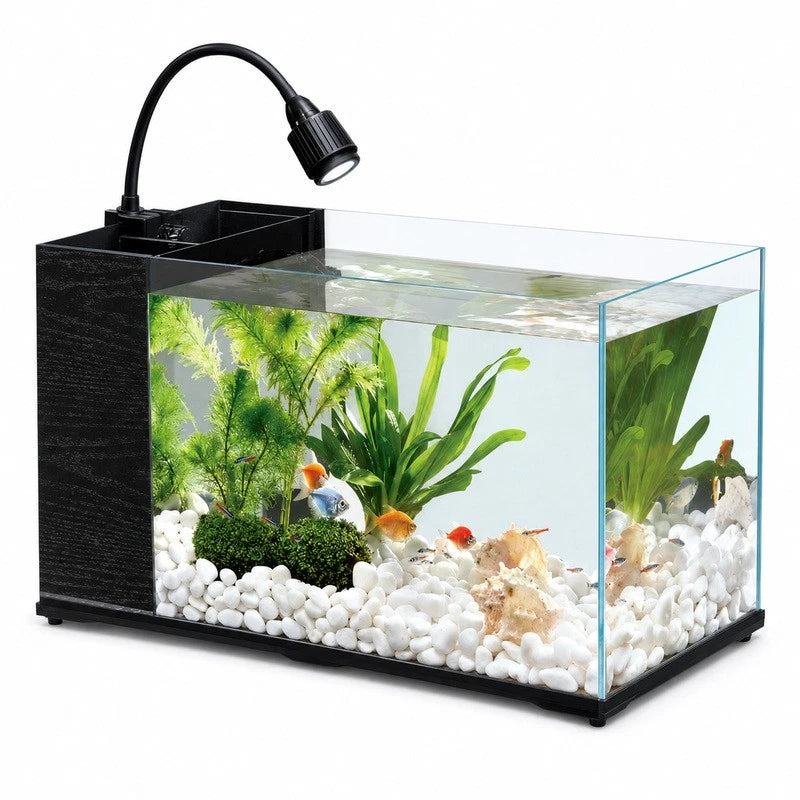 20/38L Aquarium Fish Tank Ultra‑Clear Glass 2 Color LED Side Filter Complete Set