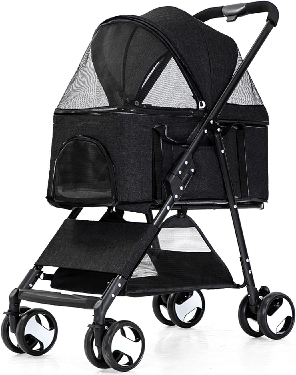 3-in-1 Foldable Pet Stroller Multifunction Dog Stroller 4 Wheel with Detachable Basket For 20Kg Pets