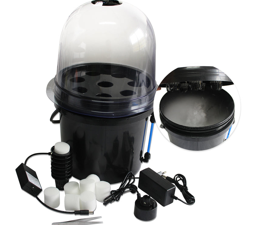 Hydroponics Aeroponics 8 Cups Seedling & Cloning Station Bucket Foggy Mist Propagator Kit 5L