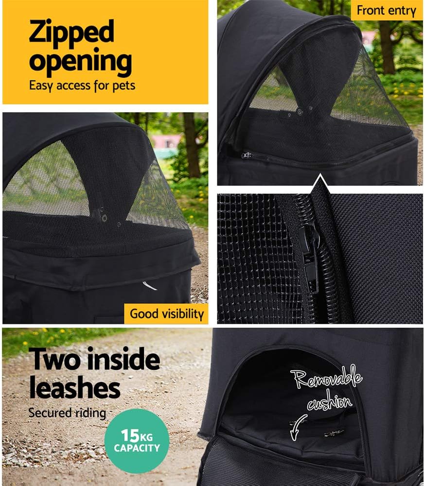 3-in-1 Foldable Pet Stroller Multifunction Dog Stroller 4 Wheel with Detachable Basket For 20Kg Pets