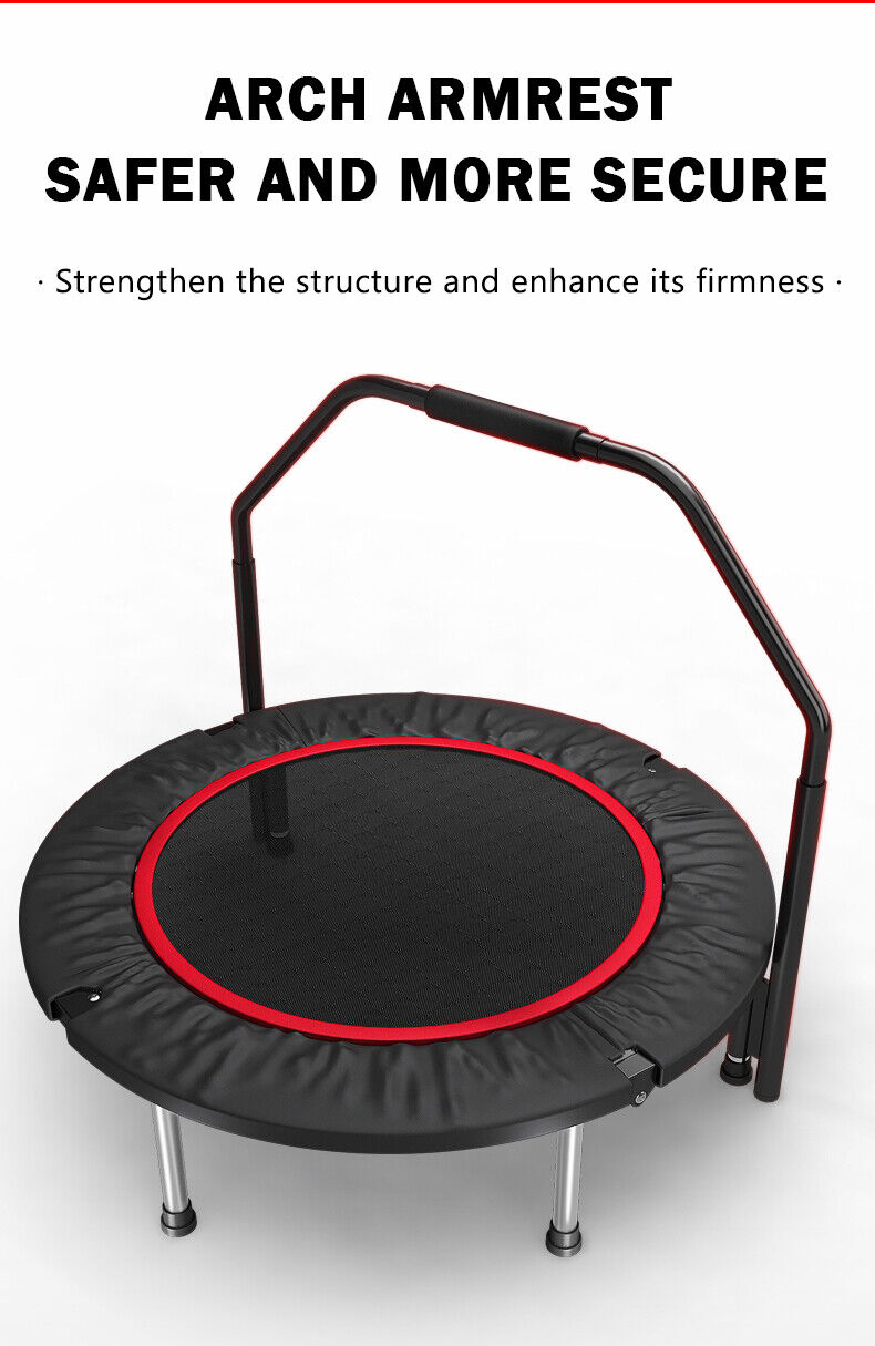 40" Fitness Trampoline Gym Rebounder Jogger Home Cardio Exercise Arch Handrail