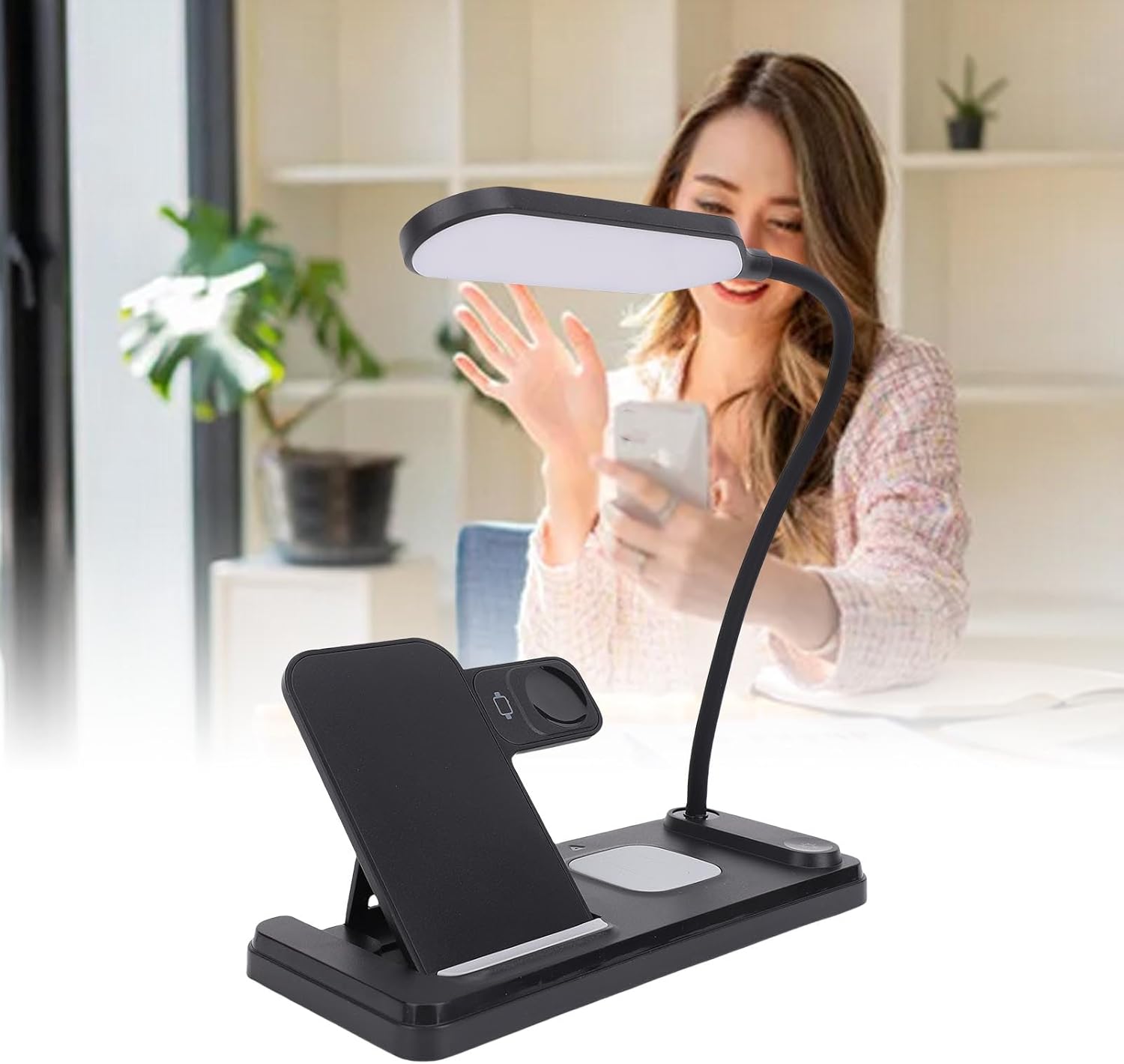 10W Quick Charge LED Lamp Wireless Charger Multifunction Wireless Phone Watch Earbuds Charging Station