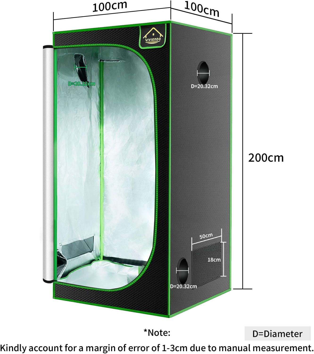 Grow Tent 1x1x2M Grow Room For Hydroponics Grow Light Room Indoor Plants Growing System