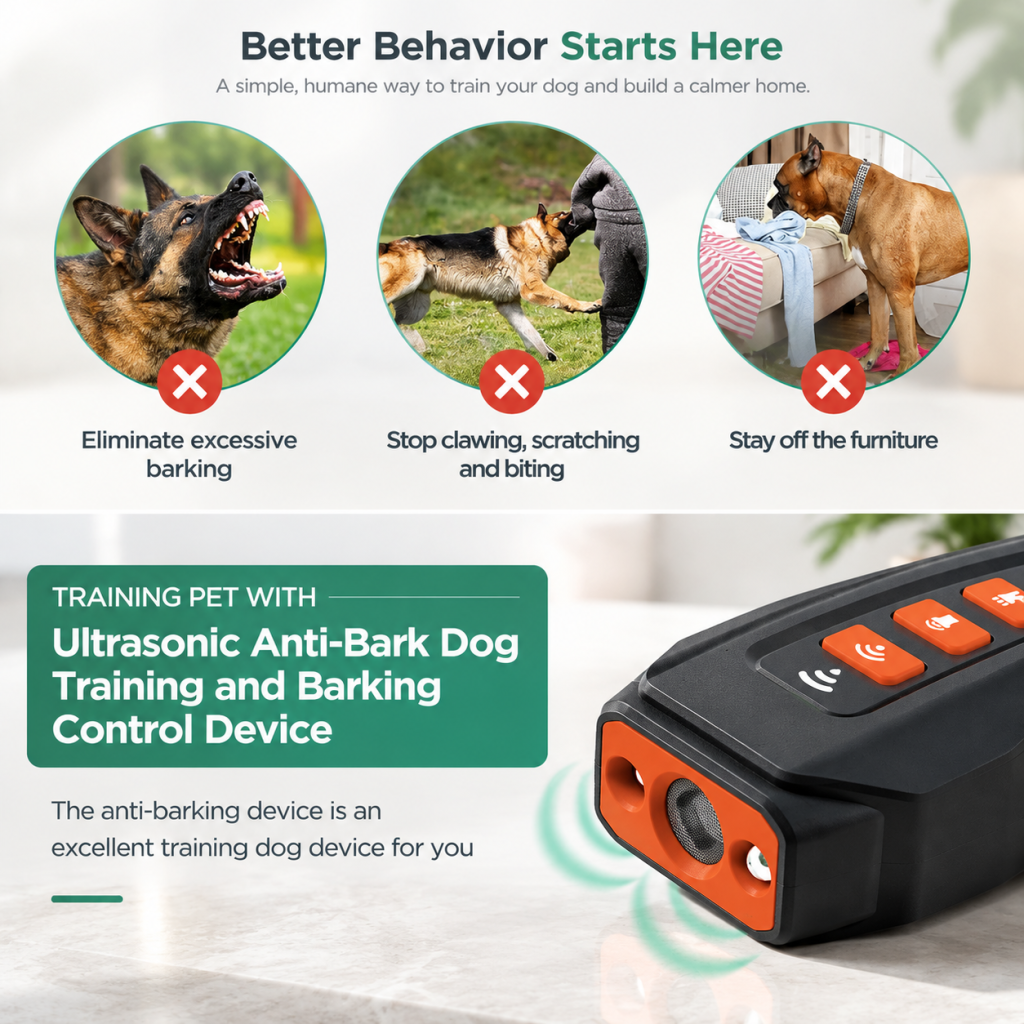 Anti Bark Device Ultrasonic Dog Barking Control Stop Trainer Tool Light Outdoor