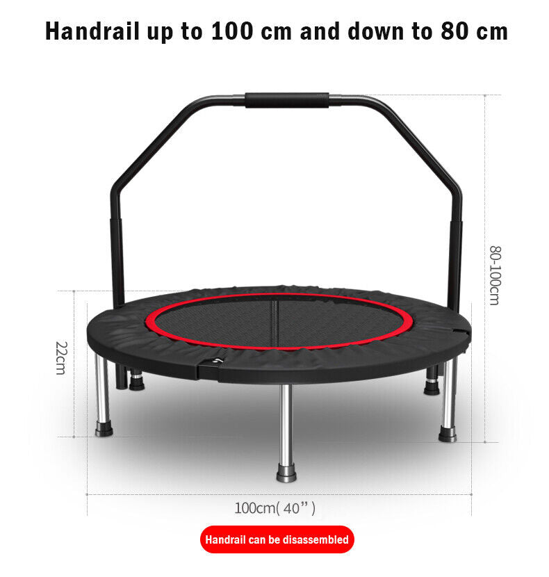 40" Fitness Trampoline Gym Rebounder Jogger Home Cardio Exercise Arch Handrail