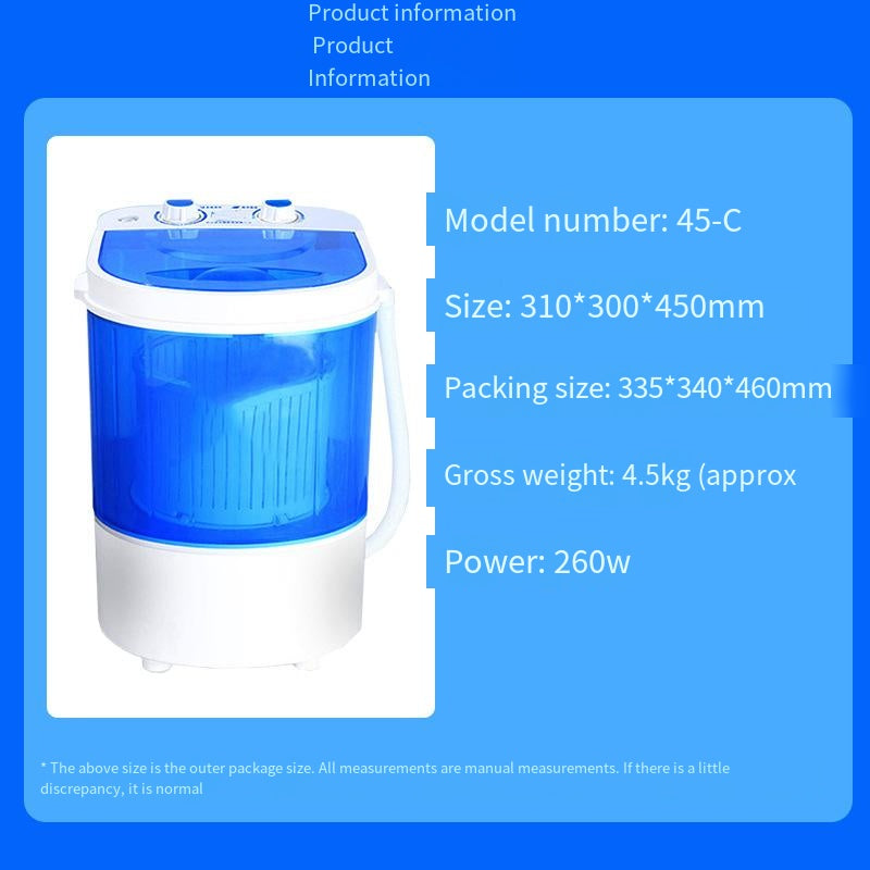 Portable Mini Washing Machine Shoes Wash Simple Washing 4.5KG Single Tub Washer with Basket & Brush For Camping Travel