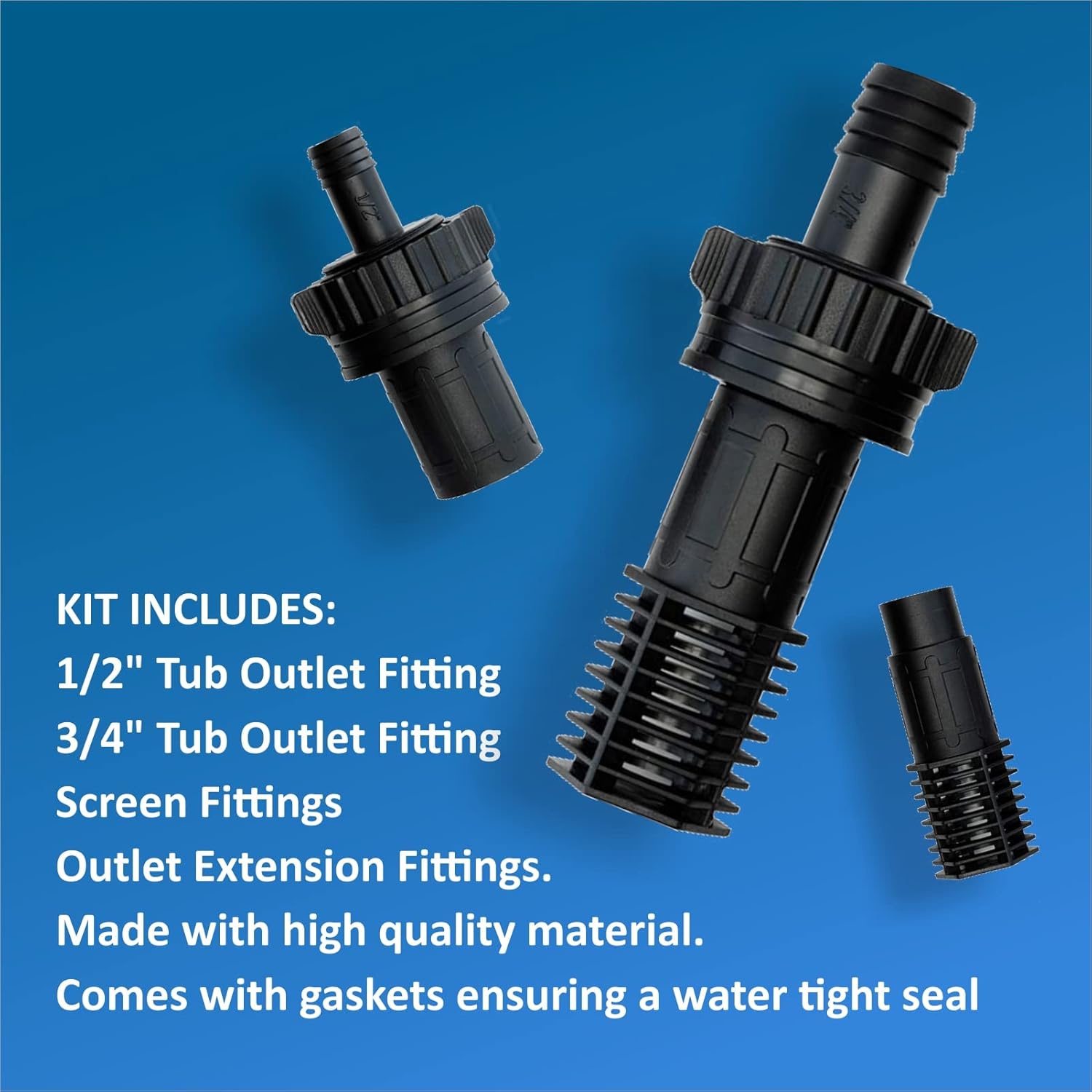 GROZY 13mm & 19mm Flow Fitting Kit Outlet Screens Extensions for Hydroponics Flood & Drain Tray
