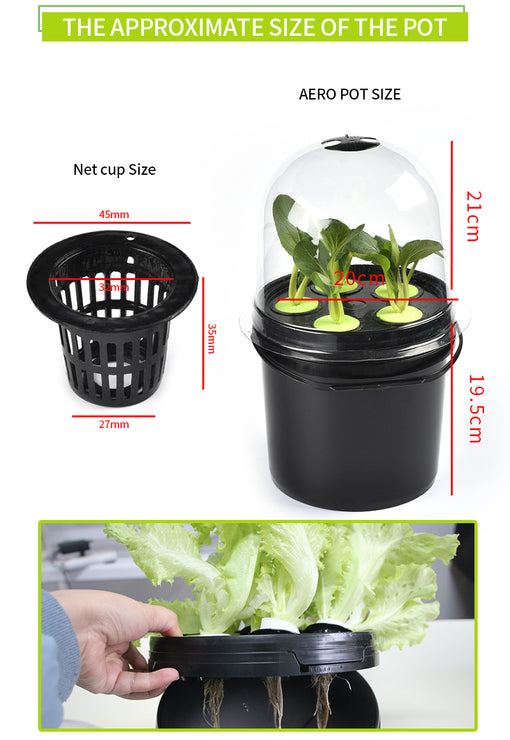 Hydroponics Aeroponics 8 Cups Seedling & Cloning Station Bucket Foggy Mist Propagator Kit 5L