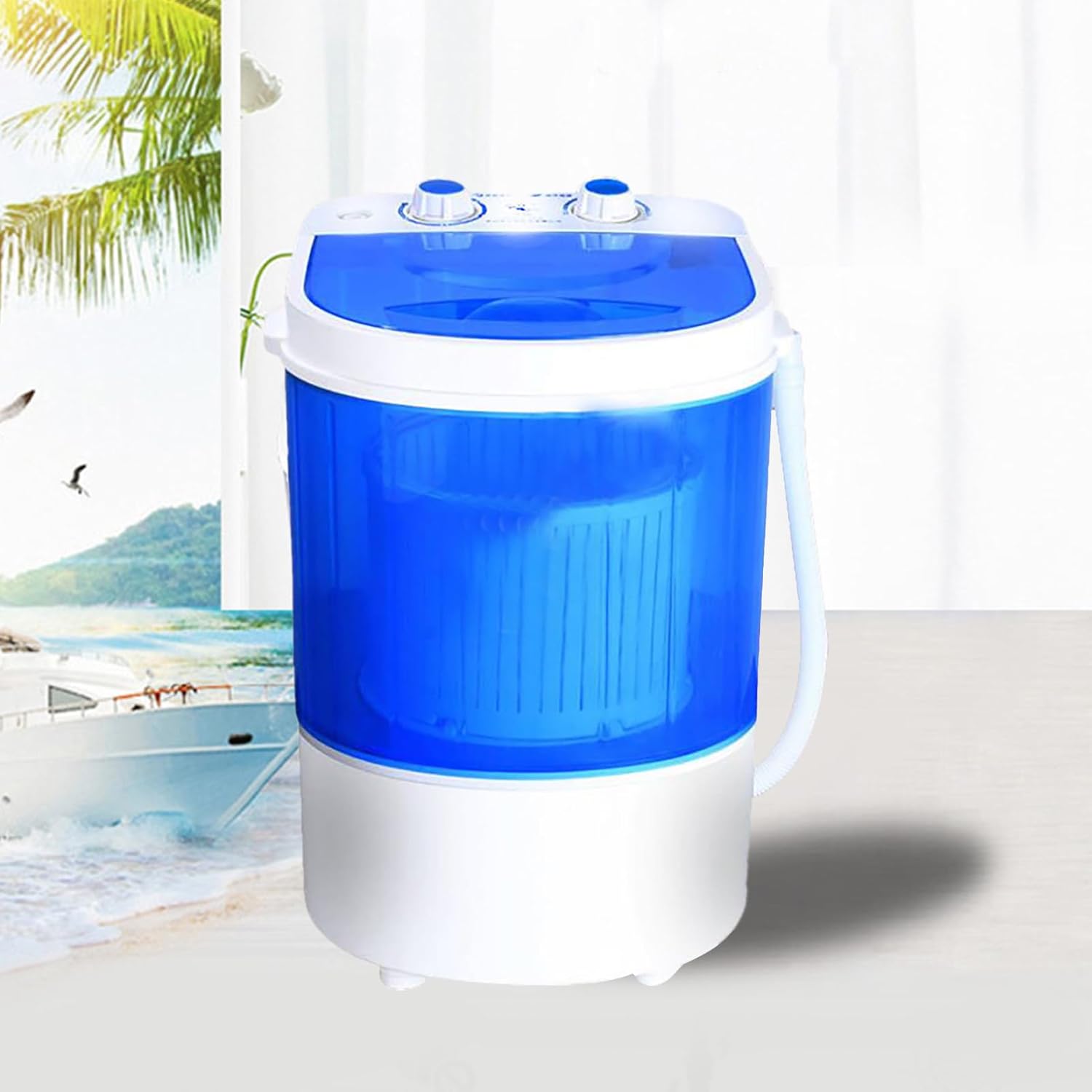 Portable Mini Washing Machine Shoes Wash Simple Washing 4.5KG Single Tub Washer with Basket & Brush For Camping Travel
