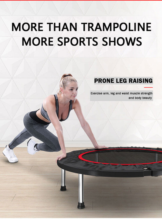 40" Fitness Trampoline Gym Rebounder Jogger Home Cardio Exercise Arch Handrail