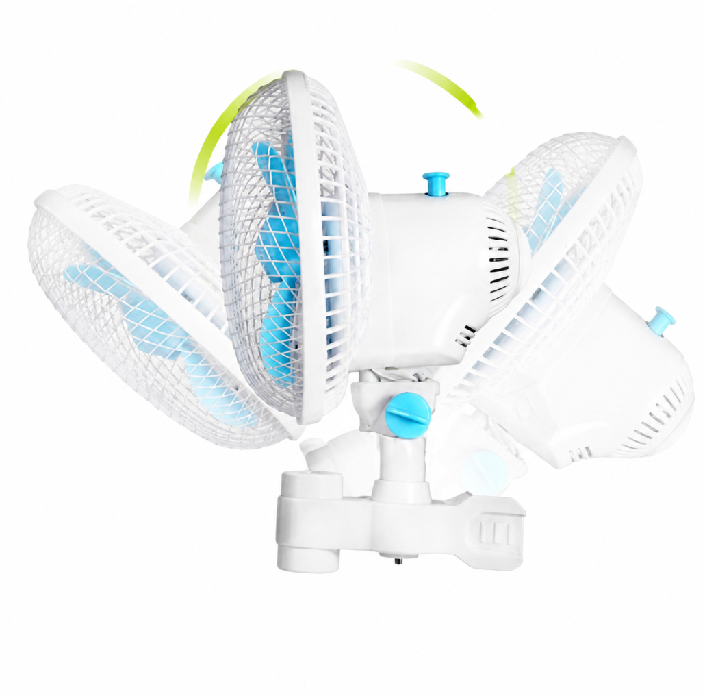 Hydroponics 2 Speed Clip Desk Fan 160mm Quiet Vertical 6" Oscillating Fan Fit Grows Tent Pole