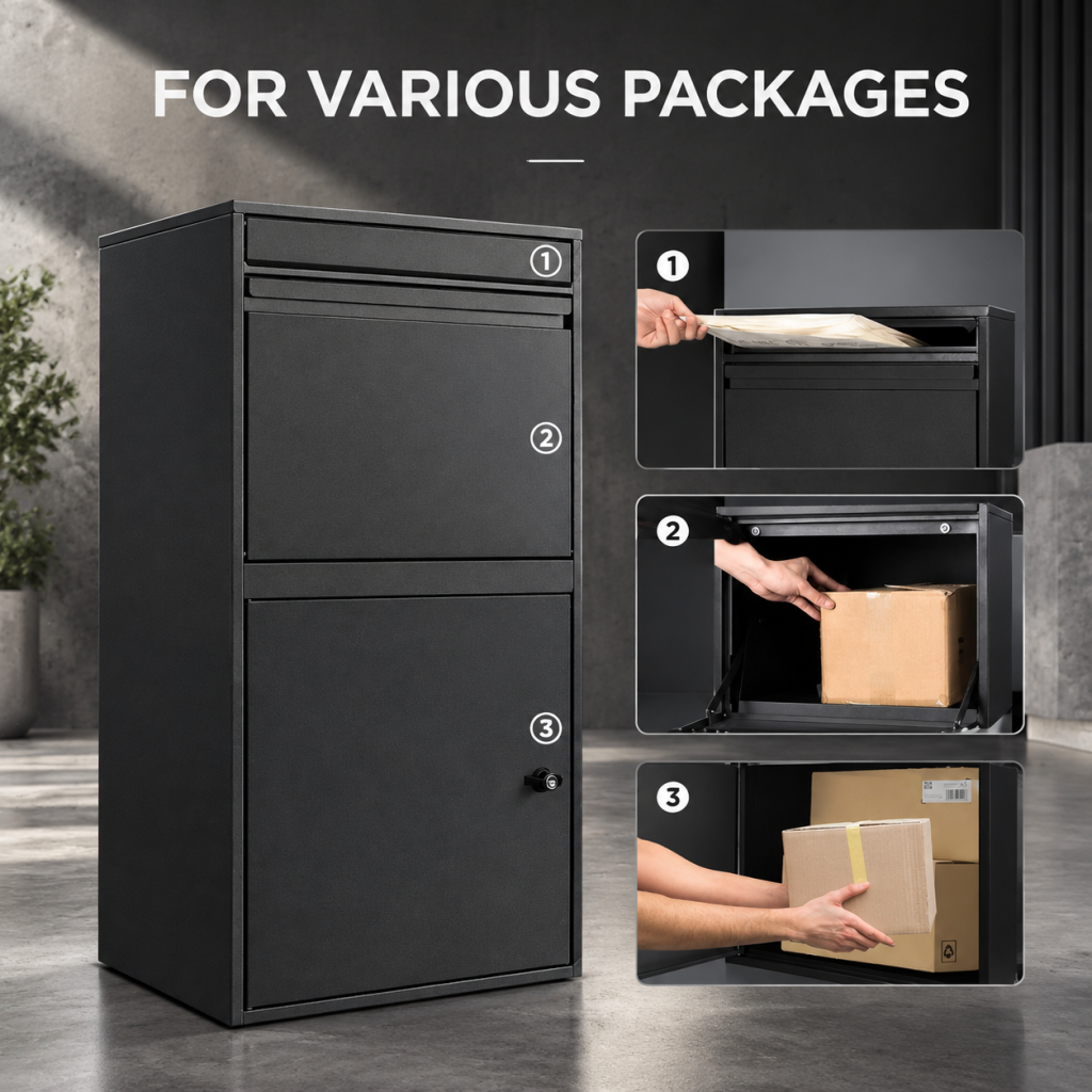 XL Package Delivery Box Galvanized Steel Parcel Drop Box Outside Parcel Mailbox