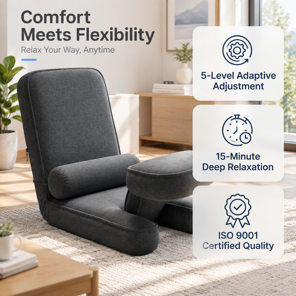Adjustable Floor Gaming Sofa Single Lazy Tatami Chair with Laptop Stand Foldable