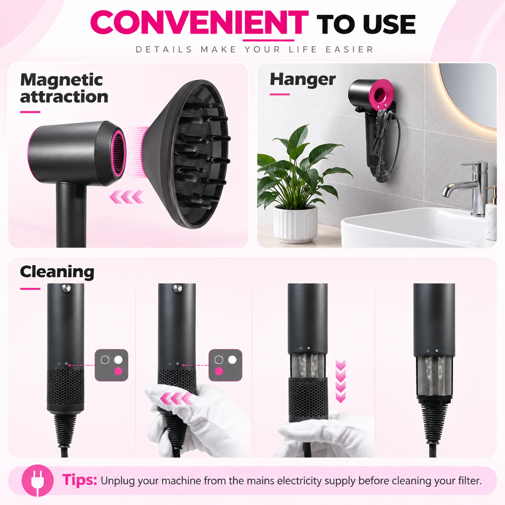 Hair Dryer Styling Blower Lightweight High Speed Care Ionic Heat Blow Salon Home