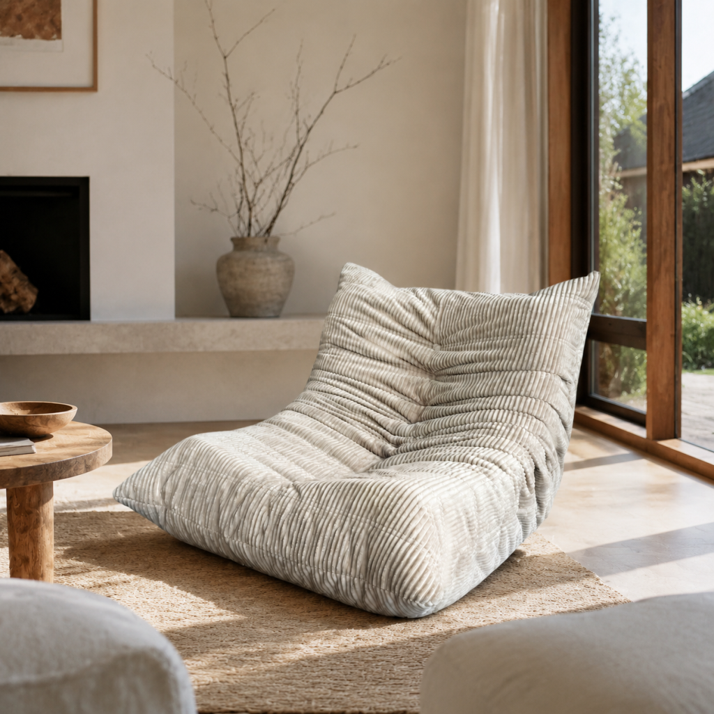 Single Bean Bag Chair Togo Style Lazy Sofa Foam Recliner Caterpillar Couch