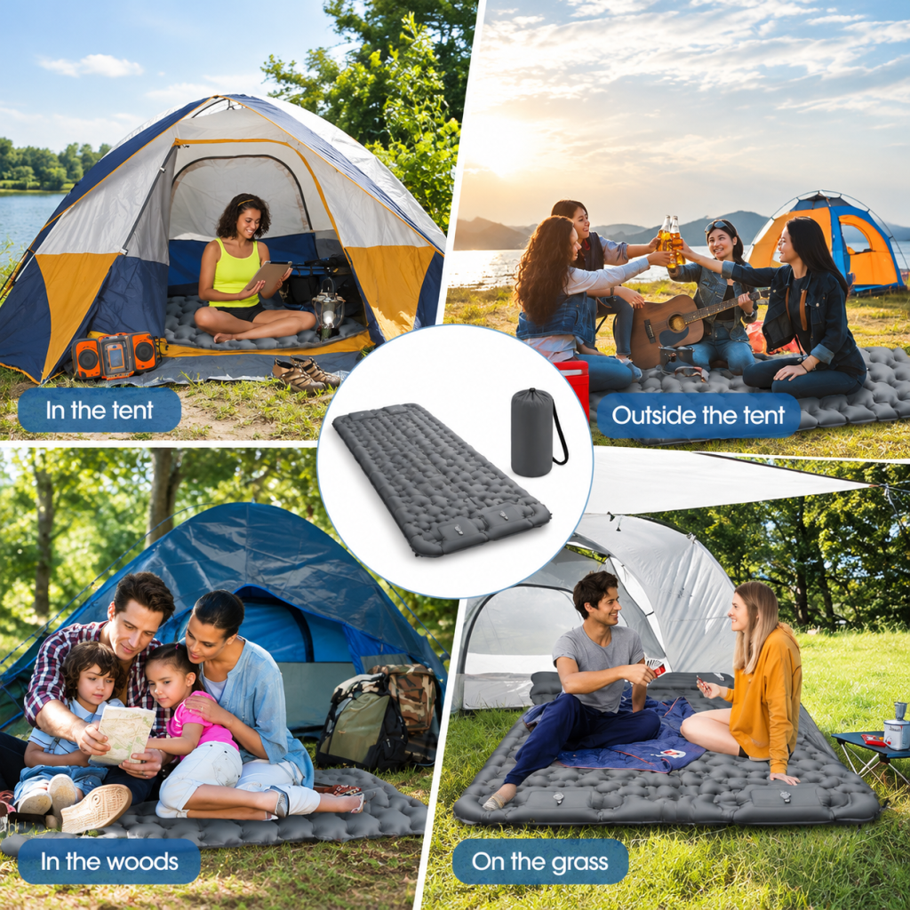 Camping Sleeping Pad with Built-in Foot Pump Lightweight Foldable Travel Air Mat