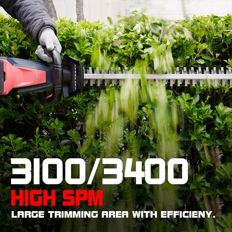 WORTH Brushless Cordless Hedge Trimmer, 24-In Dual-Action Blade, 3/4-In Cutting Capacity, Charger Included, Battery Not Included