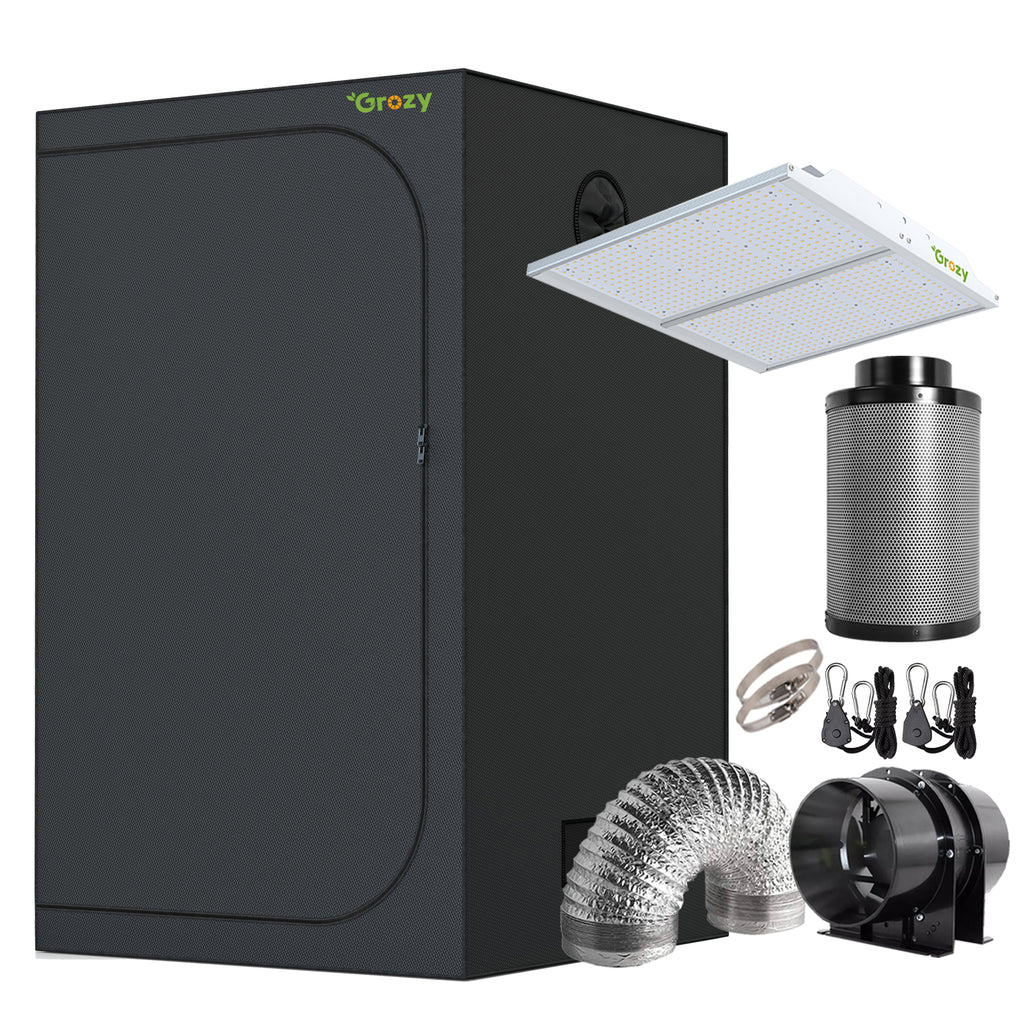 GROZY 120x120x200cm Grow Tent Model Q 200W LED Grow Light Carbon Filter Ventilation Kit
