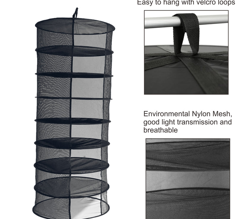 Hydroponics 8 Tier Dry Rack Large Drying Net Mesh Shelf Hanging Grow Herbs Plants