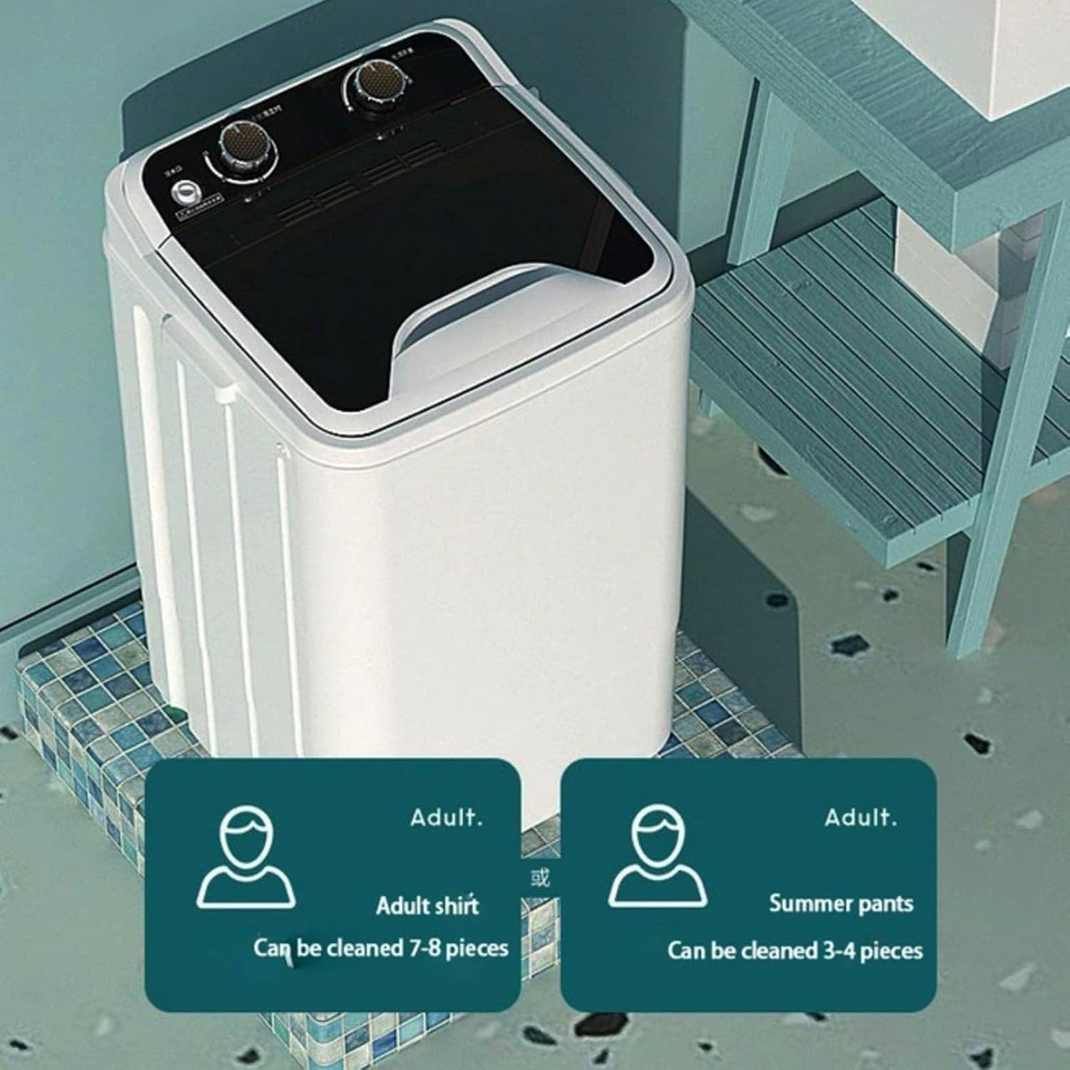 3 in 1 Portable Washing Machine Mini Washer & Spin Dryer Shoes Wash 7.5KG For Camping Caravan Dorms Apartments