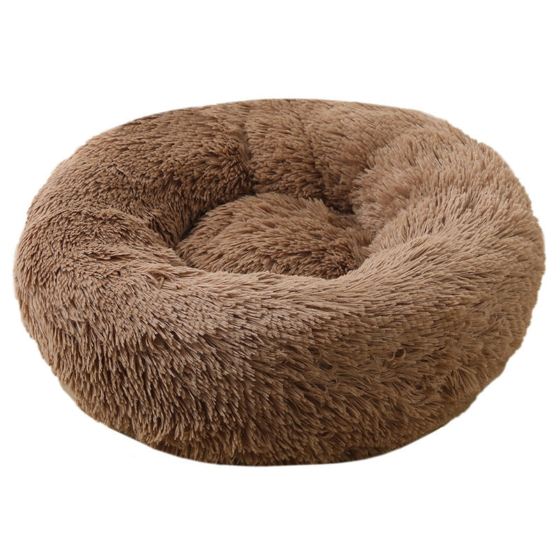 Dog Cat Pet Calming Bed Warm Soft Plush Round Nest Comfy Sleeping Kennel Cushion