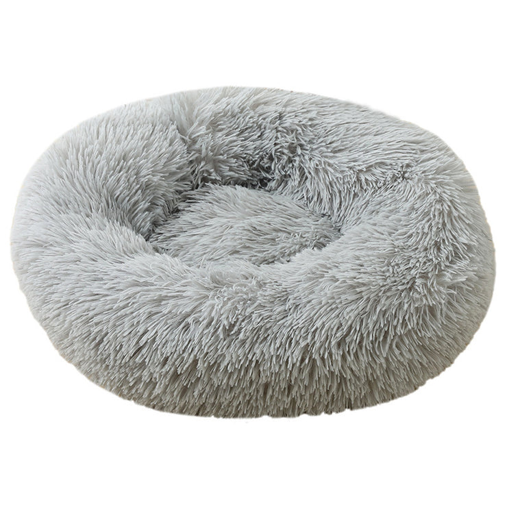 Dog Cat Pet Calming Bed Warm Soft Plush Round Nest Comfy Sleeping Kennel Cushion