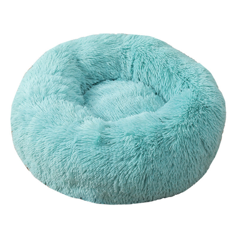 Dog Cat Pet Calming Bed Warm Soft Plush Round Nest Comfy Sleeping Kennel Cushion