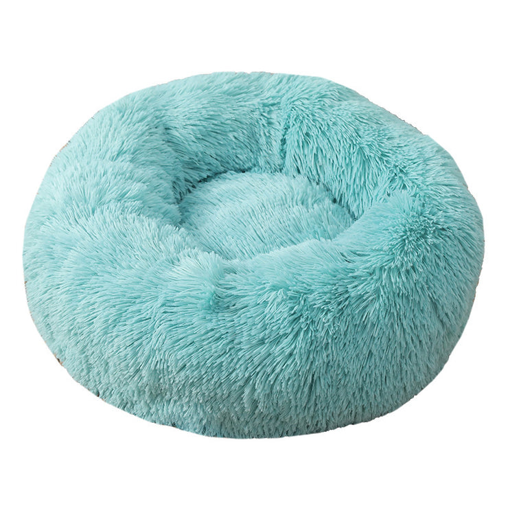 Dog Cat Pet Calming Bed Warm Soft Plush Round Nest Comfy Sleeping Kennel Cushion