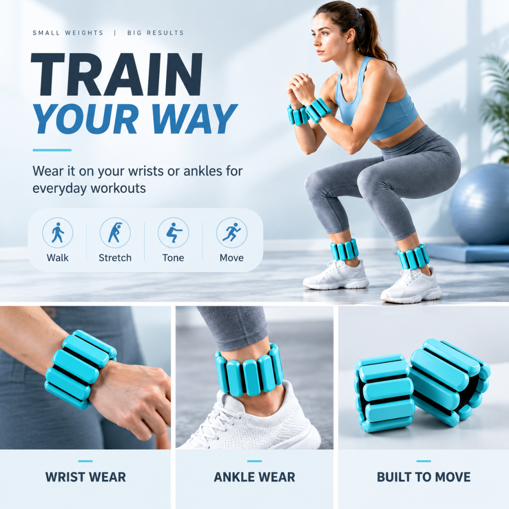 1/2/4 Pair Adjustable Weighted Bangles Ankle Wrist Weights Fitness Running Gym