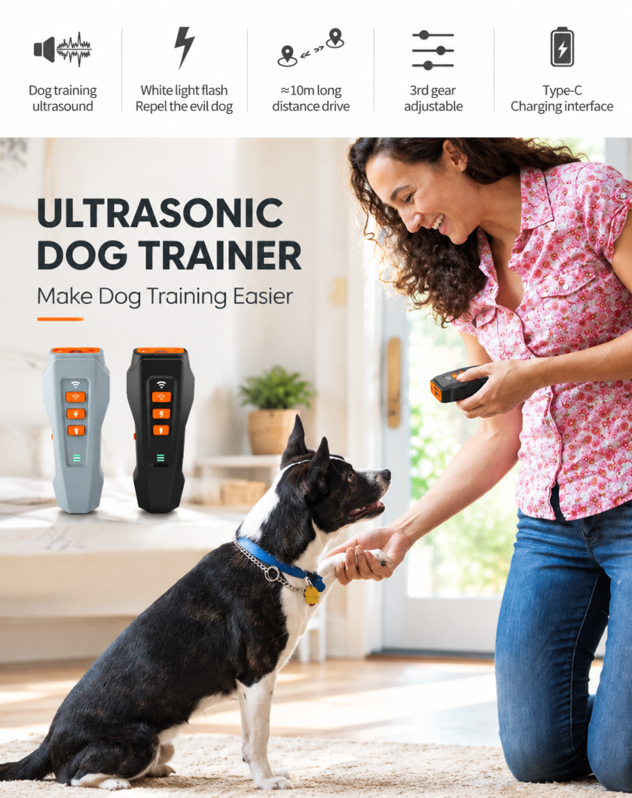 Anti Bark Device Ultrasonic Dog Barking Control Stop Trainer Tool Light Outdoor