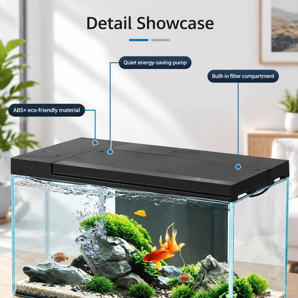 19 Ultra Clear Glass Smart Aquarium Fish Tank Filter Pump LED Light Complete Set