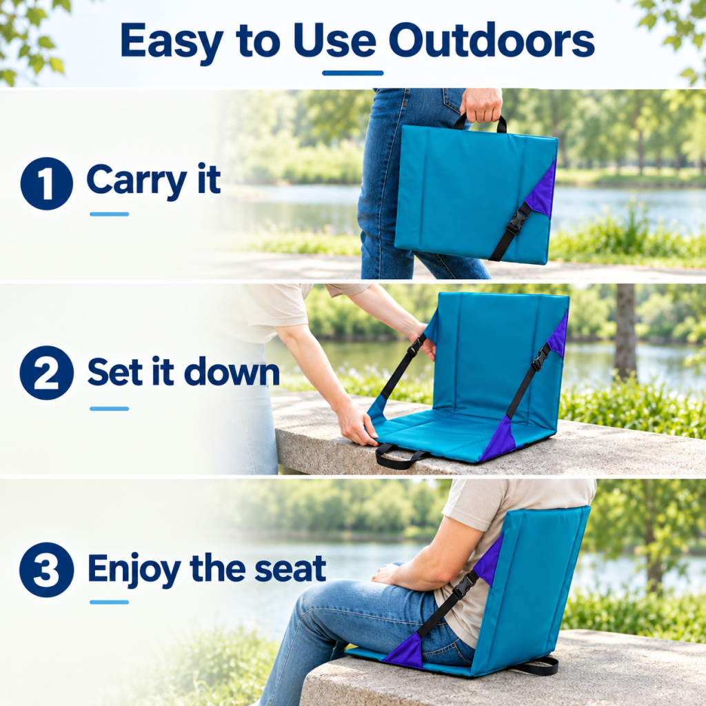 Folded Stadium Seat Cushion Portable Outdoor Camping Sit Mat Concert Beach Chair