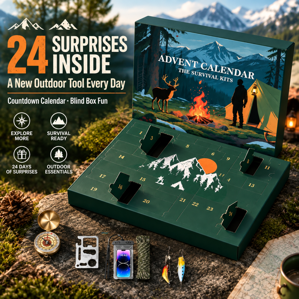 24pc Survival Advent Calendar Gift Box Outdoor Tool First Aid Kit Camping Hiking