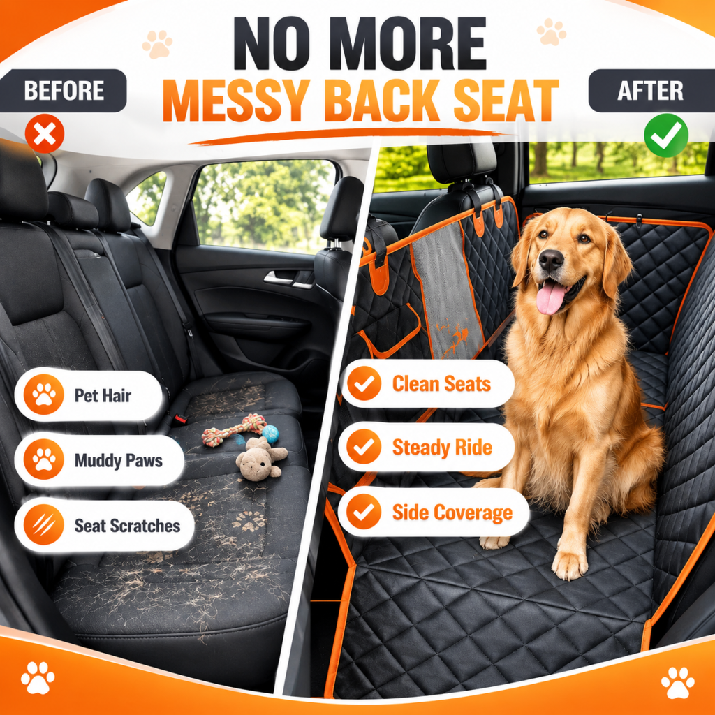 Premium Pet Car Cat Dog Back Seat Cover Hammock NonSlip Protector Mat Waterproof