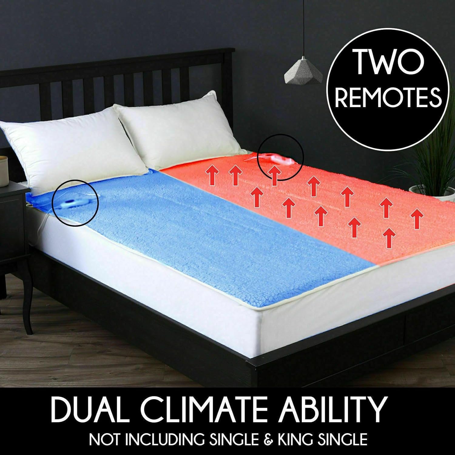 GROZY White Electric Blanket Double Sides Fleece Warm Soft Heated Under Pad Fully Fitted, Overheat Protection Adjustable 3 Heat Settings Detachable Controller Single Double Queen