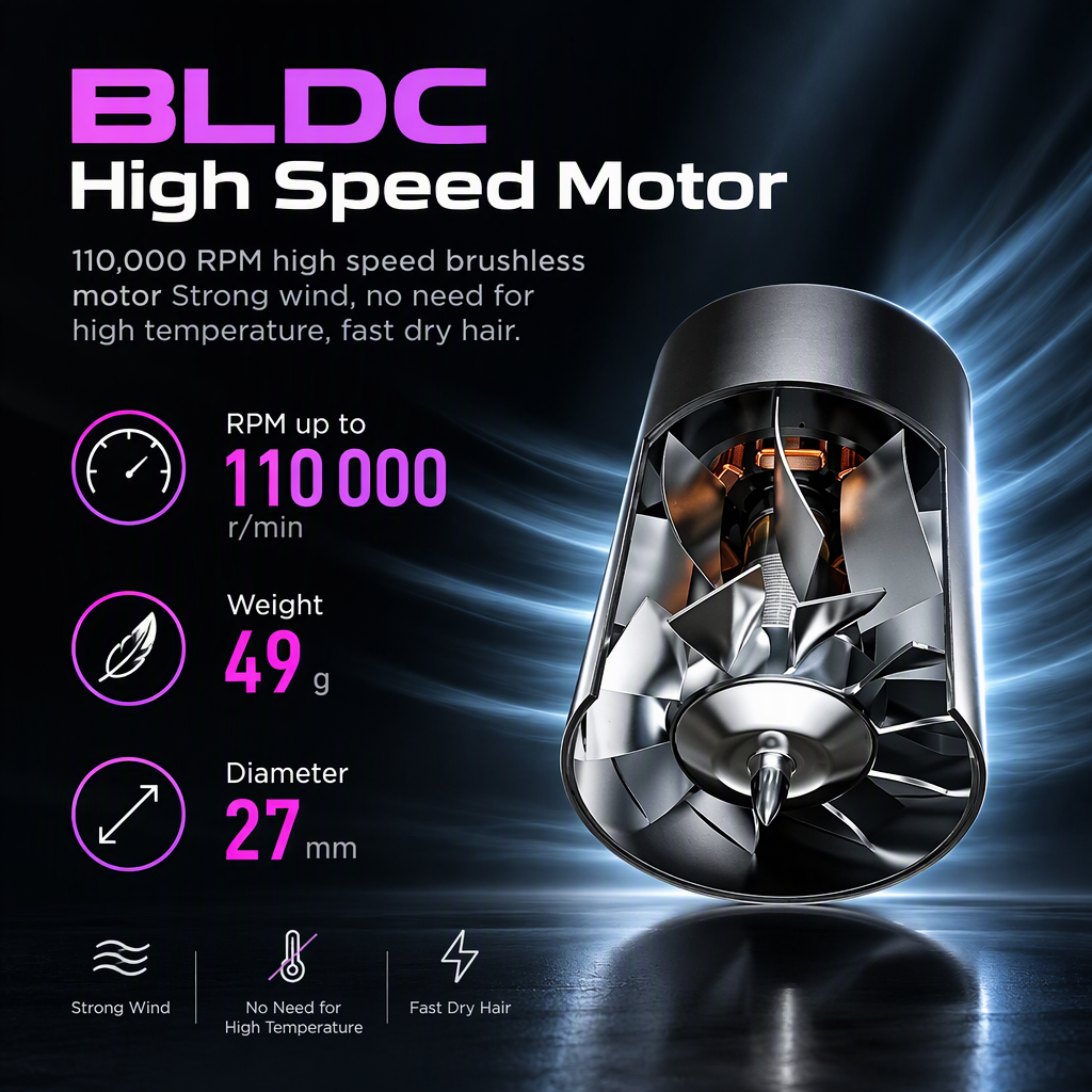 Hair Dryer Styling Blower Lightweight High Speed Care Ionic Heat Blow Salon Home