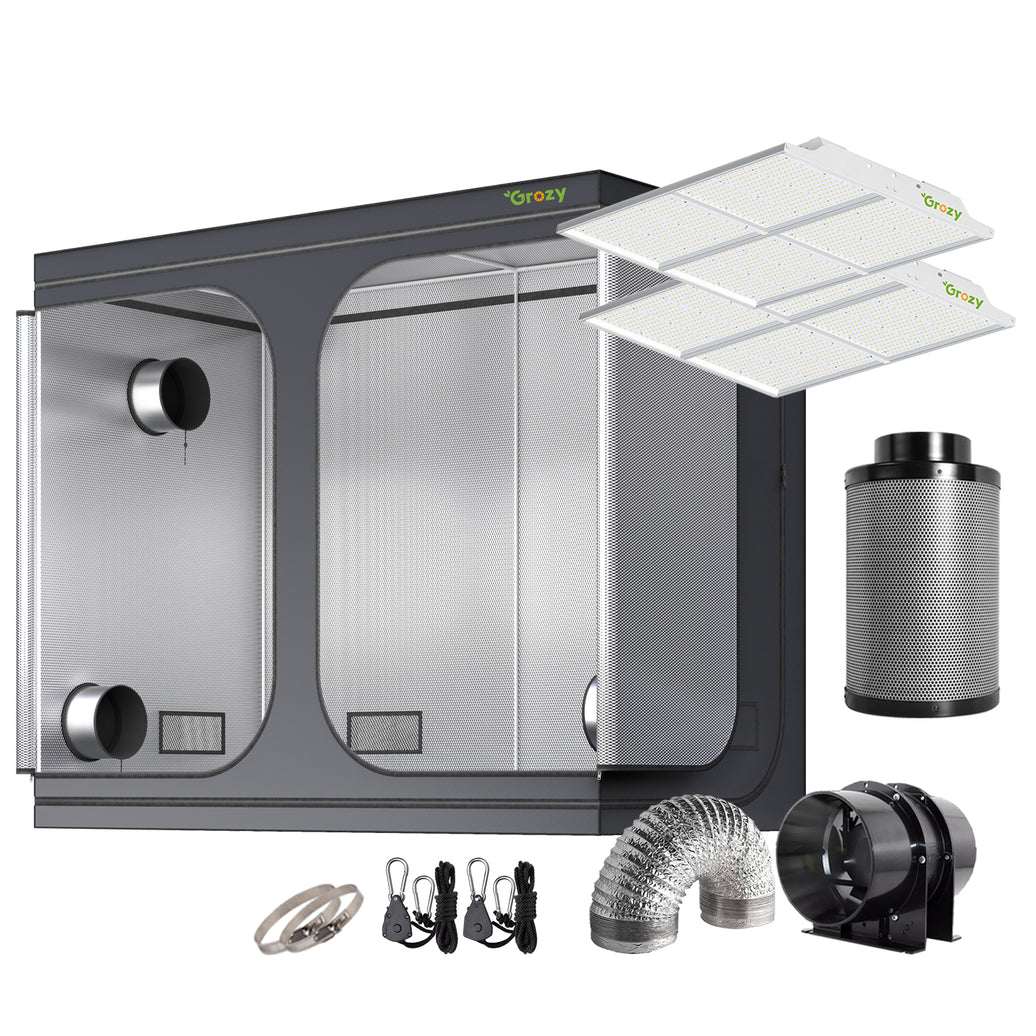GROZY 2PCS Model Q 400W LED Lights 240x120x200cm Grow Tent 6" Fan Ventilation Kits