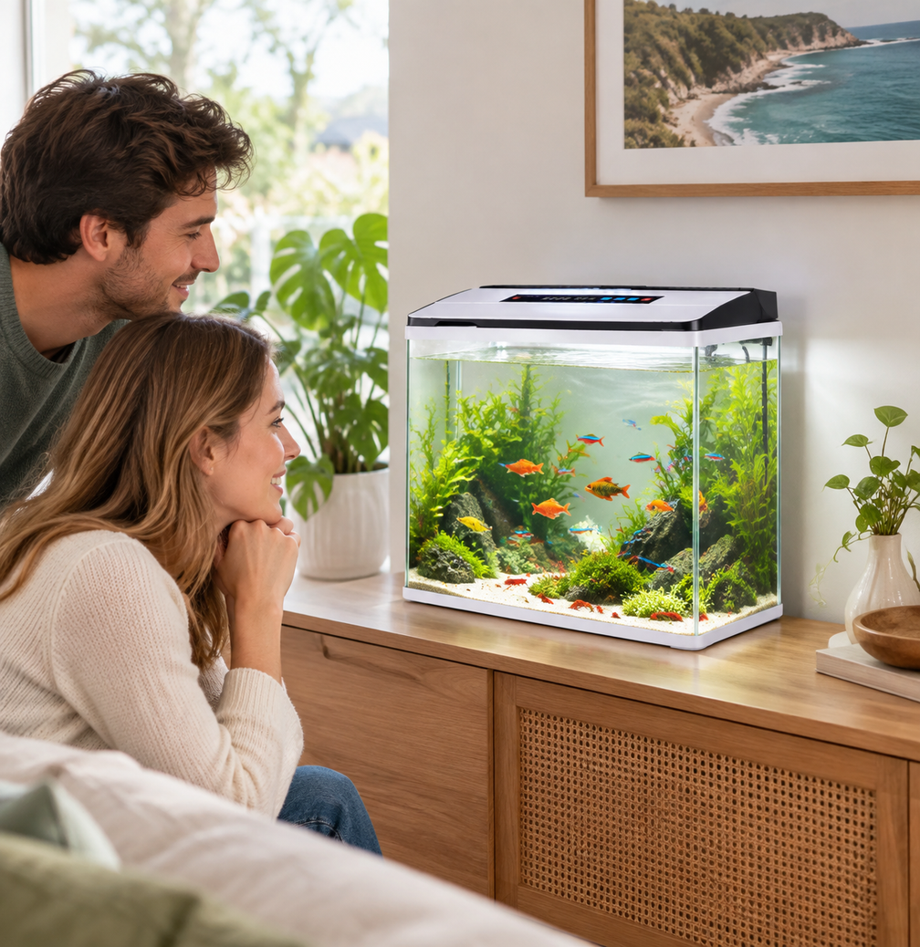 Aquarium 37L Fish Tank LED Light Complete Set Digital Display Touch Control