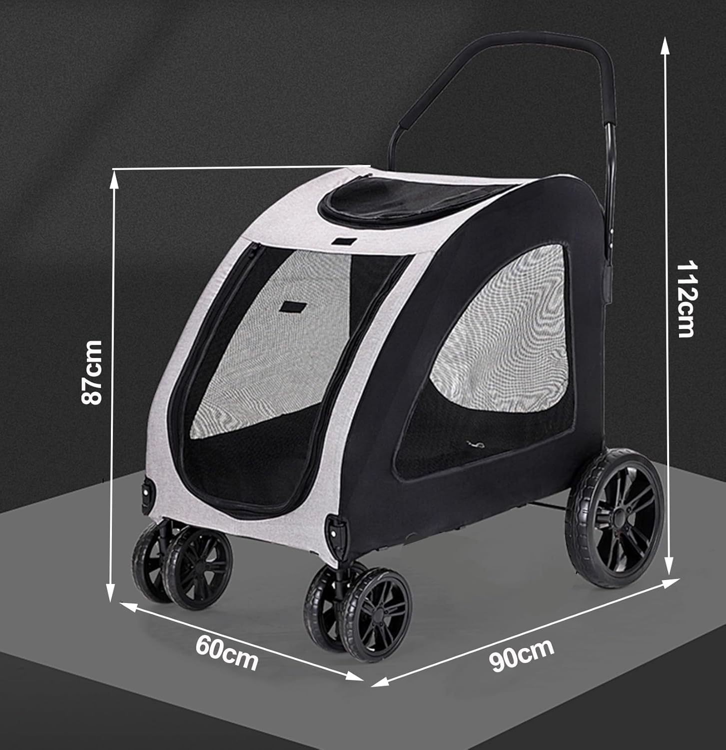 Large Dog Stroller Heavy Duty Pet Pram Doggy Pushchair with Brakes for Extra Large Dogs Jogger Loads up to 50kg
