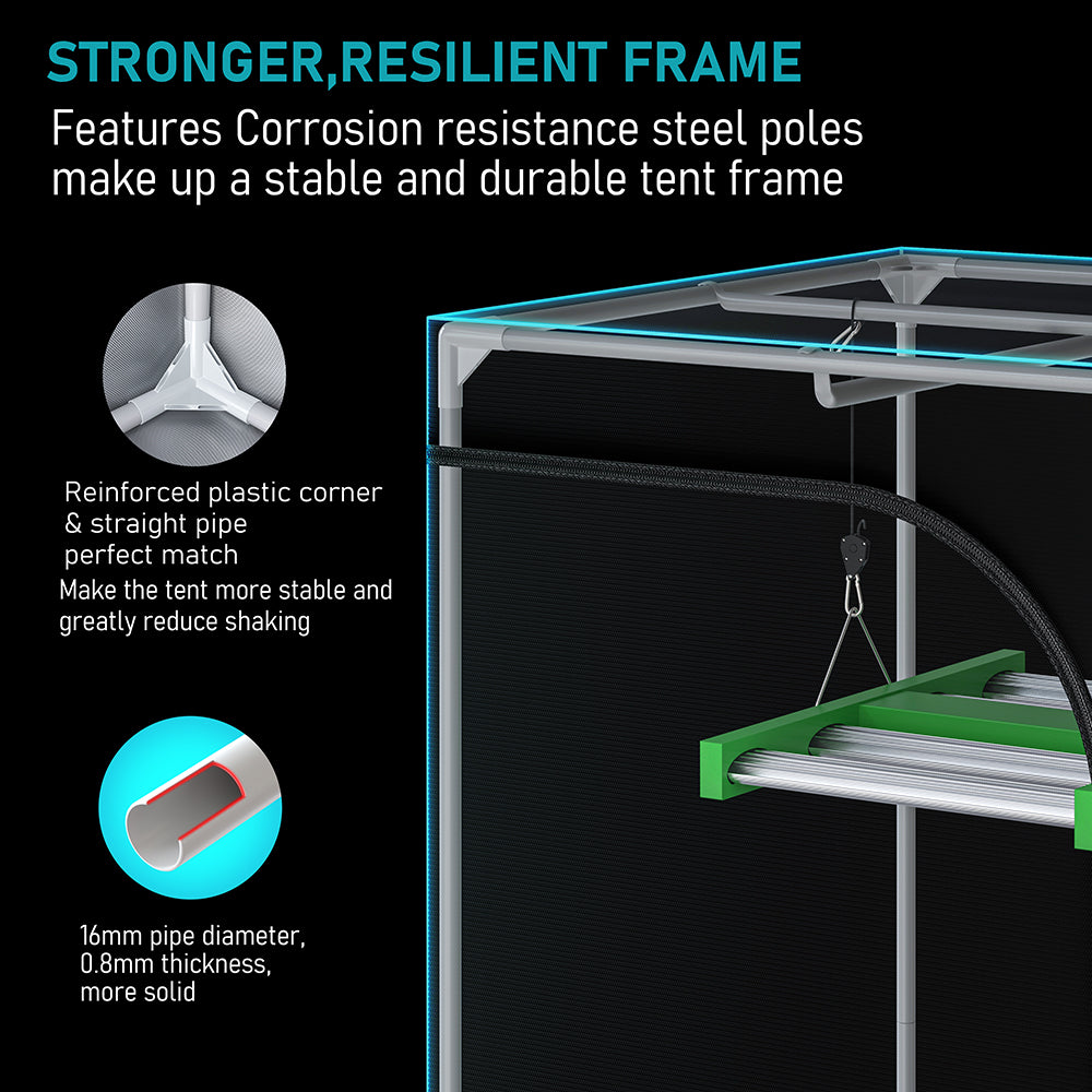 Grow Tent Hydroponics Steel Poles Metal Corners Mylar Room 80x80x160cm