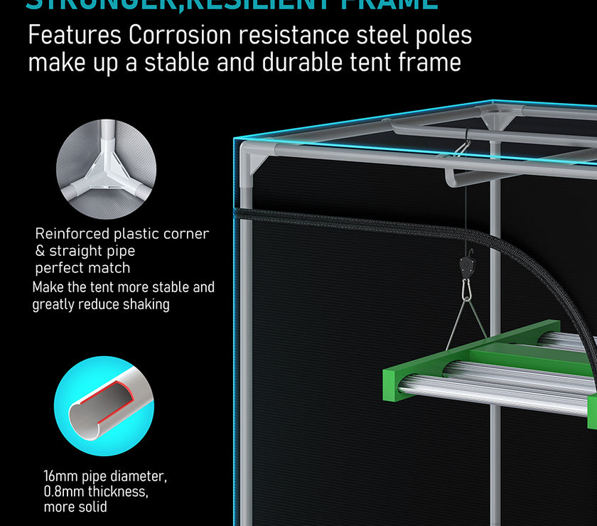 Grow Tent Hydroponics Steel Poles Metal Corners Mylar Room 80x80x160cm