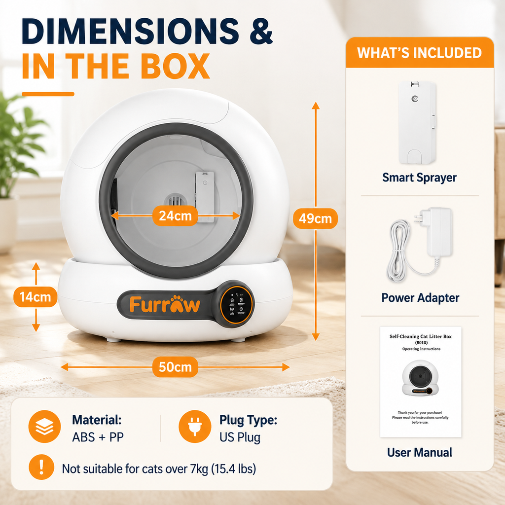 FURRAW Smart Automatic Cat Litter Box Self-Cleaning Deodorization APP Control