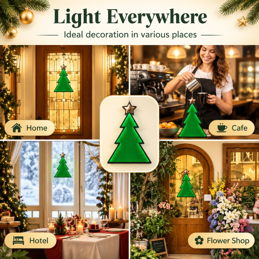 Infinity LED Mirror Light Christmas Tree 48cm Illuminated Display 3D Decoration