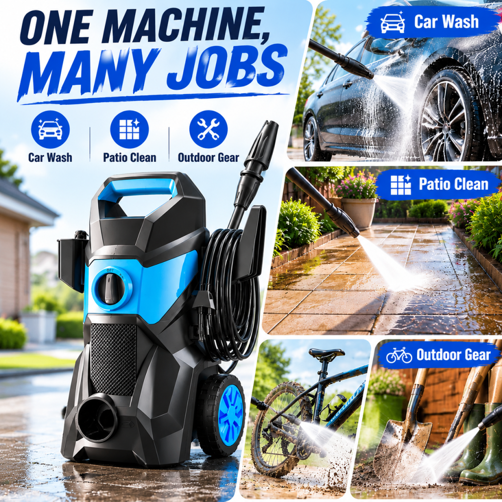 1400W Electric Pressure Washer High Power Cleaner Adjustable Spray Gun 10m Hose