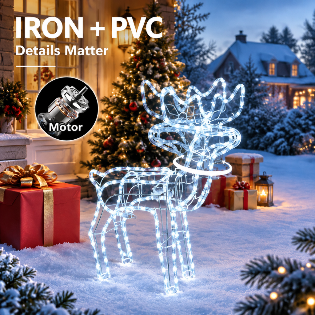 Christmas Light 3D Christmas Reindeer LED Lighted Xmas Decoration with Motions