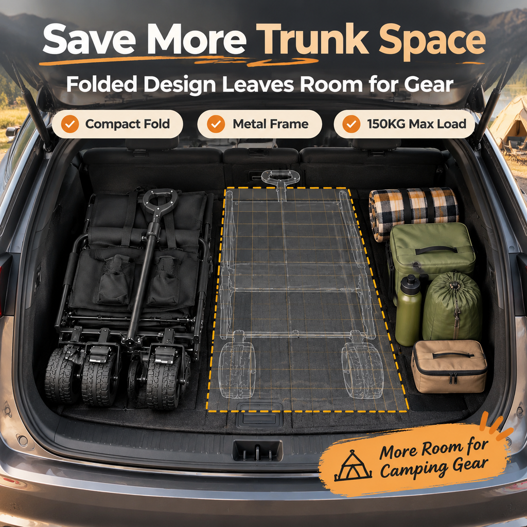 Foldable 2-in-1 Wagon Bench Seat Combo Adjustable Soft Cushions Outdoor Camping