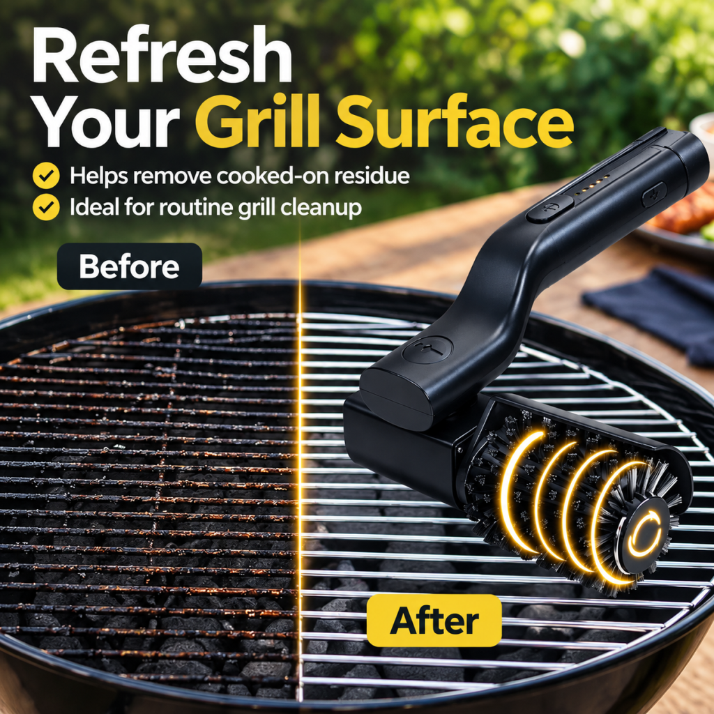 Cordless Rotary Electric Grill Brush Adjustable BBQ Cleaner Tool Camping Outdoor