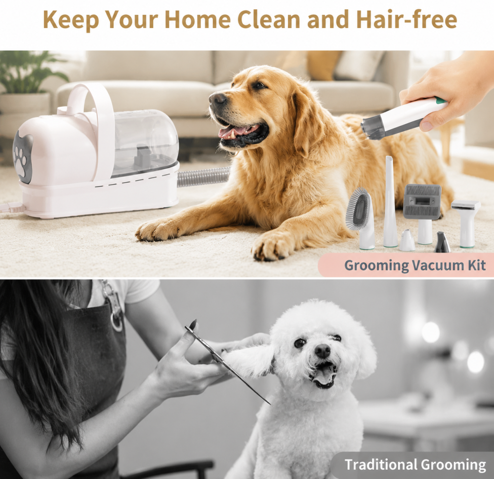 7 IN 1 Pet Grooming Kit Vacuum Large Capacity Dryer Nail Trimmer Clipper Tools